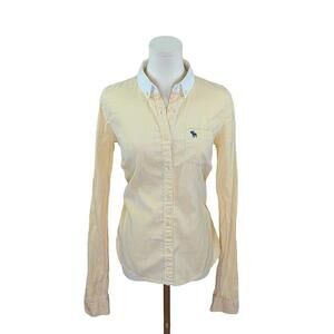 Abercrombie & Fitch Striped Button-Down Shirt Y2K VTG — Yellow/White — Size M